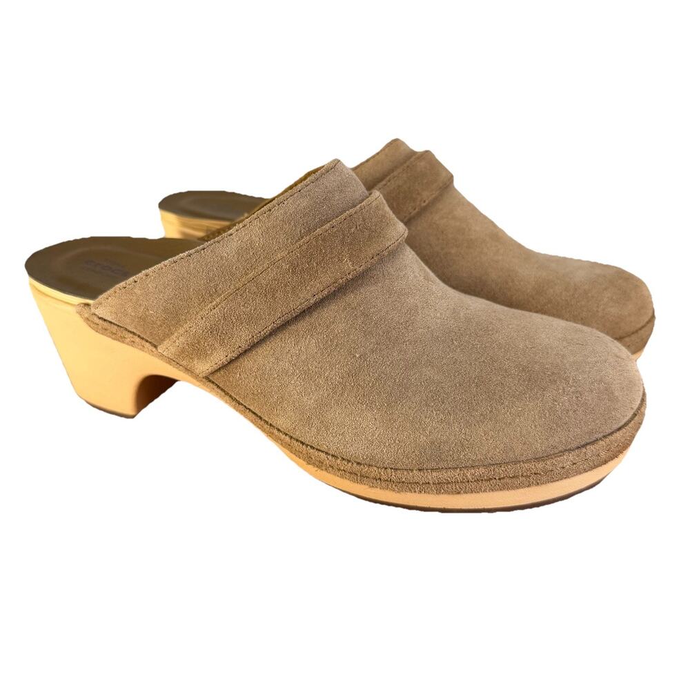 Croc Suede Clogs 10 Taupe Heel Comfort Slip On Casual Mules Shoes 203415